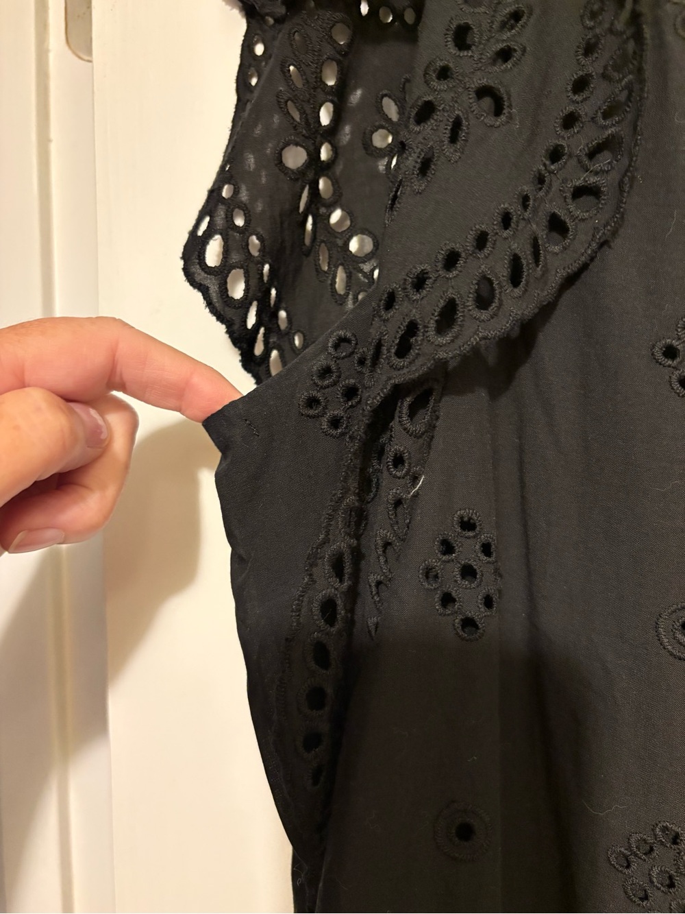 Chico's Black Cotton Eyelet Tunic Dress - Picture 6 of 6